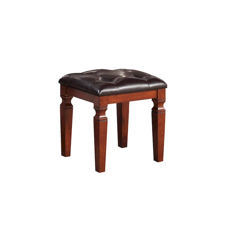 Kaptafel met drievoudige spiegel en krukje