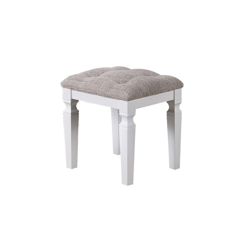Kaptafel met drievoudige spiegel en krukje
