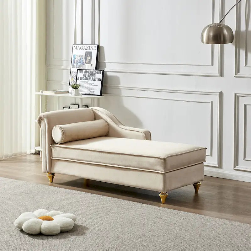 Fluwelen Chaise Lounge Stoel met Opbergruimte