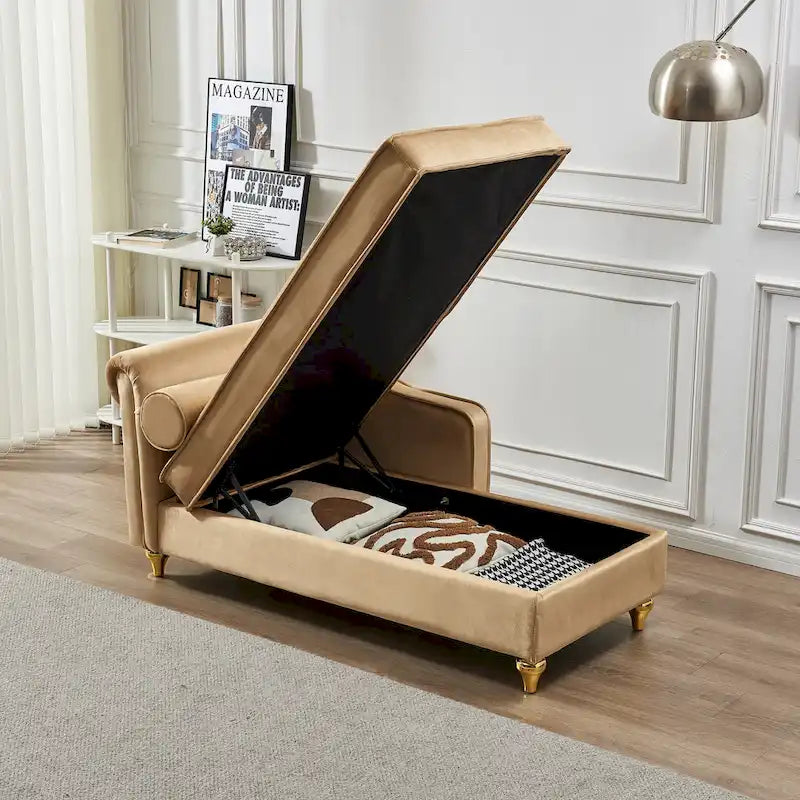 Fluwelen Chaise Lounge Stoel met Opbergruimte