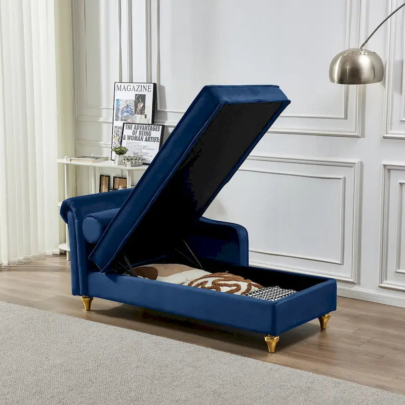 Fluwelen Chaise Lounge Stoel met Opbergruimte