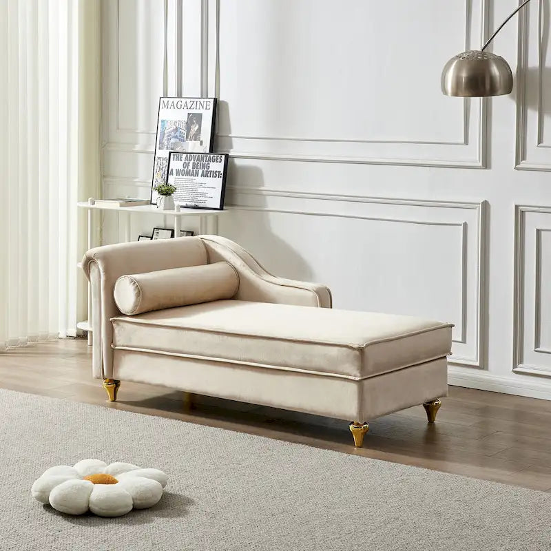 Fluwelen Chaise Lounge Stoel met Opbergruimte