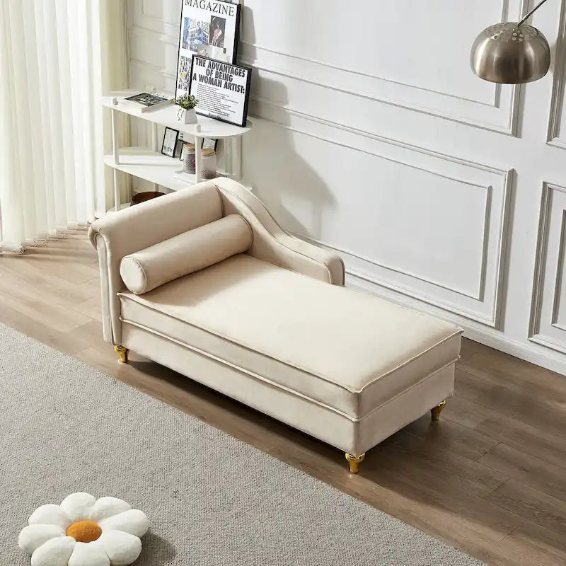 Fluwelen Chaise Lounge Stoel met Opbergruimte