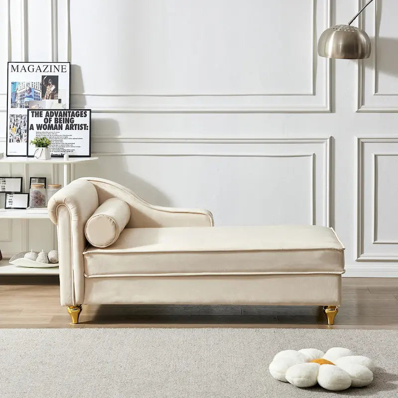 Fluwelen Chaise Lounge Stoel met Opbergruimte