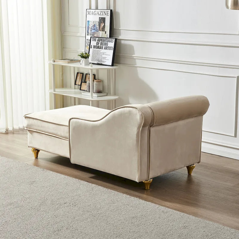 Fluwelen Chaise Lounge Stoel met Opbergruimte