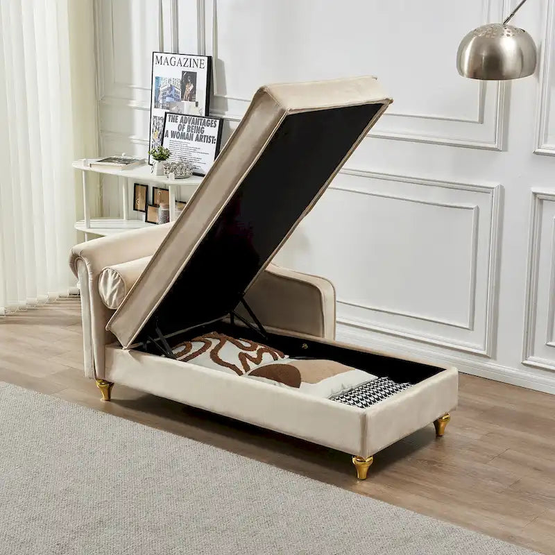 Fluwelen Chaise Lounge Stoel met Opbergruimte